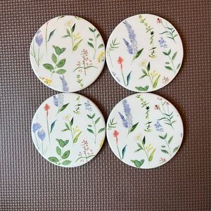 White Floral Quality Stoneware Ceramic Coaster Set by “Dash of that”